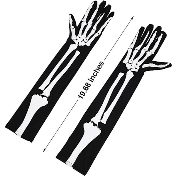 2 par med skjeletthansker Hodeskallehansker Lang arm Full Finger Hansker