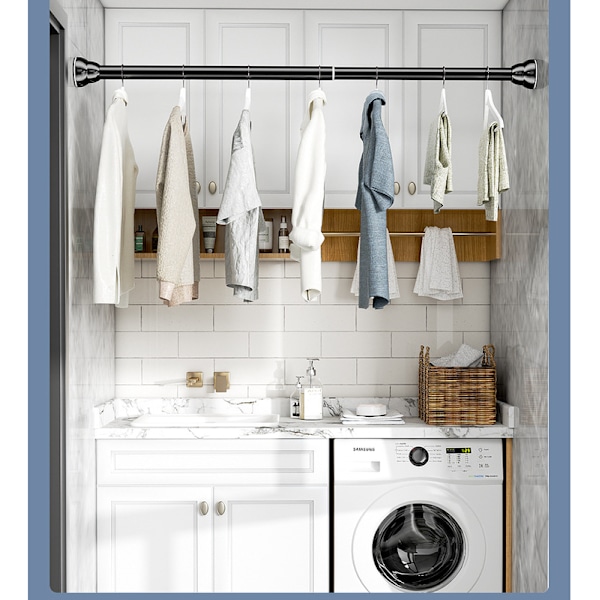 Rustfrit bruseforhæng garderobe teleskopstang - Hvid 26-34cm