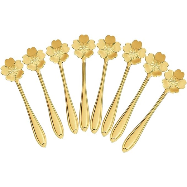 8 stk rustfritt stål blomsterkaffeskje, espressoskjeer, D