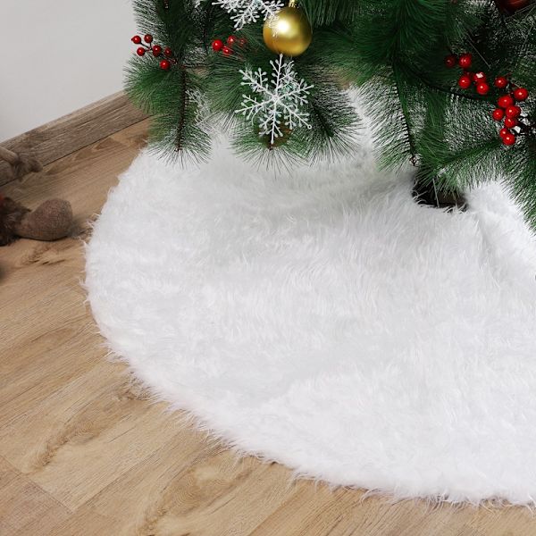 Hvit plysj juletre skjørt juletre dekorasjoner for