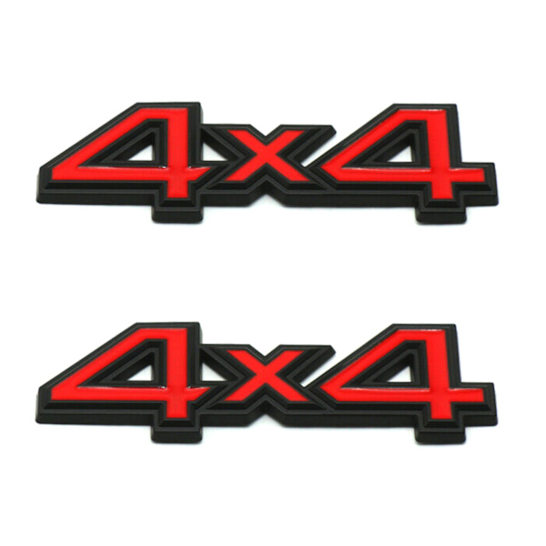 2 stk. Metal Sort Rød 4WD 4x4 Bil Bagagerum Bagklap Emblem Mærke