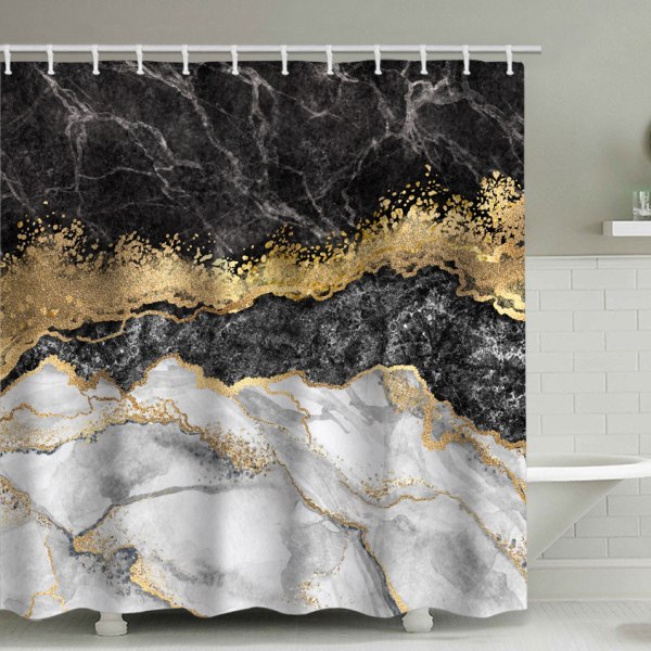 Duschdraperi i texturerat marmor, med 12 plastkrokar 180*200cm
