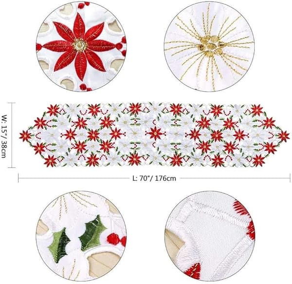 Brodert julebordløper, luksuriøs bordløper for jul