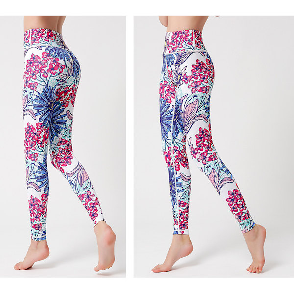 Dam High Waist Skinny Tryckta Sport Fitness Yoga Byxor-HK283 XL