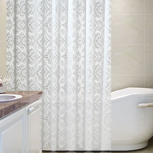 Duschdraperi i 100 % bomull, barockmönstrad textur, 3D, 72 x 72