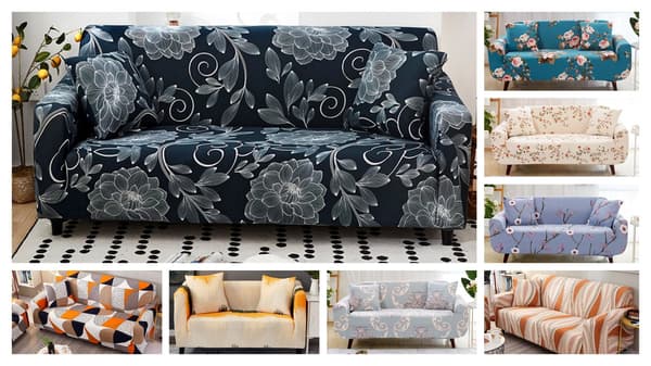 Stretch Soffaöverdrag Tryckt Soffaöverdrag Fåtöljöverdrag för Soffor Elastiskt Universal Möbelskydd med Kuddfodral - Stil 21 Medium