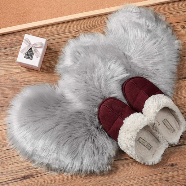 2 stk. Fluffy Faux Fluffy Tæpper Fluffy Hjerteformede Områdetæpper B