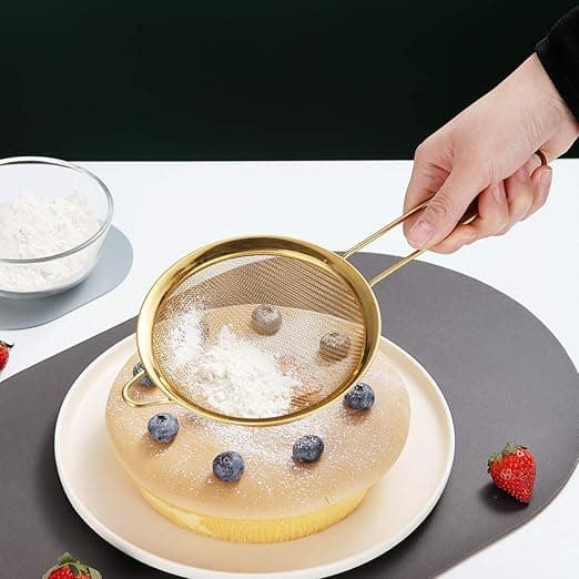 3 stk. Guld Mel Sie til Bagning, Rustfrit Stål Sie