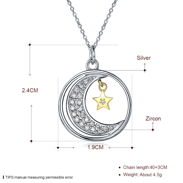 s925 sterlingsilver halsband Måne kärlek romantisk graverad geomet