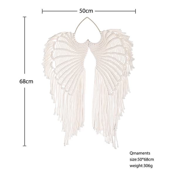 Macrame vægophæng med englevinger - Boho kunstdekoration håndlavet