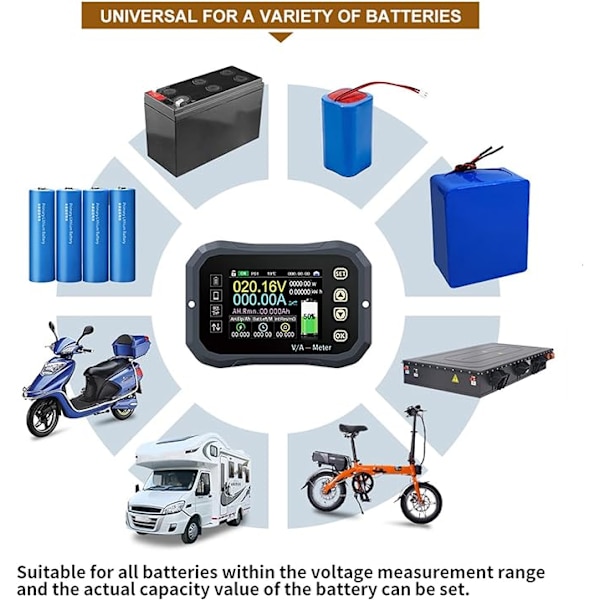 Batterimonitor Kapacitetsmåler Voltmeter, KG-F Batterimonitor 0