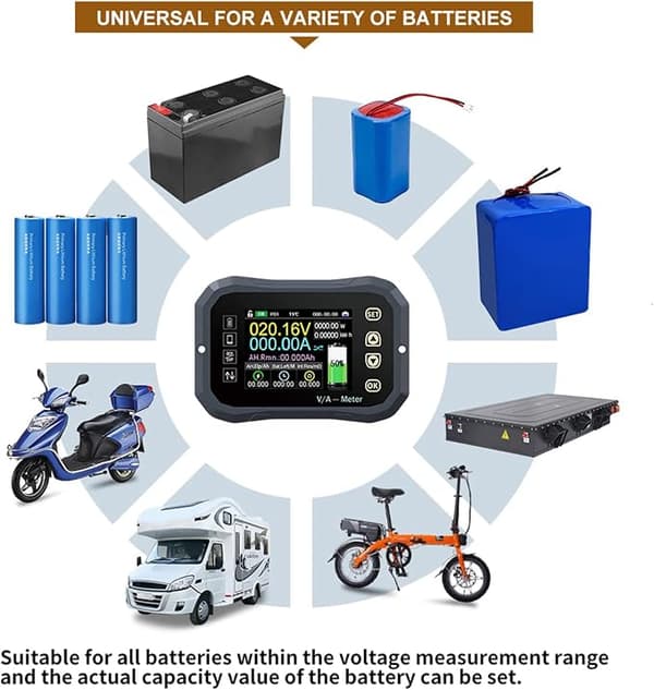 Batterimonitor Kapasitetsmåler Voltmeter, KG-F Batterimonitor 0