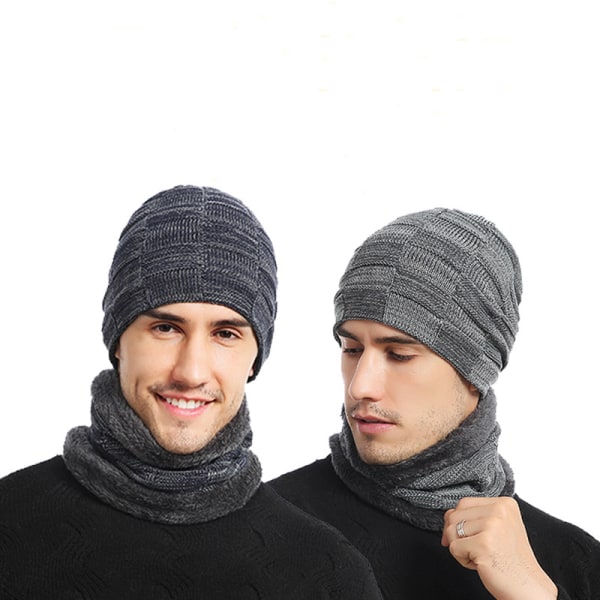 2 Men Warm Winter Bib Knitted Beanie Neck Cover European and Ame