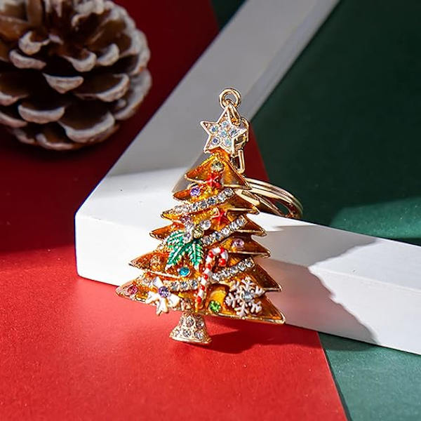 Grøn Rhinestone Nøglering Juletræ Nøglering Håndtaske Taske Ch