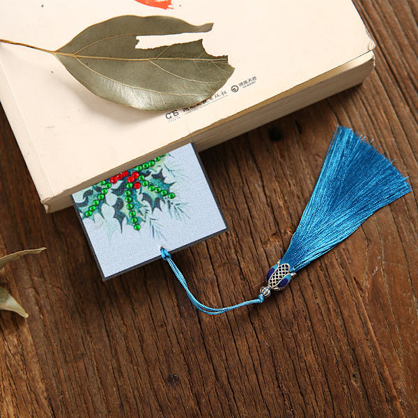 DIY Klockformad Diamantmålning Läder Bokmärke Tassel Bokmärke