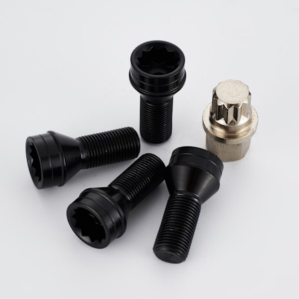 4 kpl M14*1.5 MM musta teräs pyörän pultti ja lukkomutterisarja