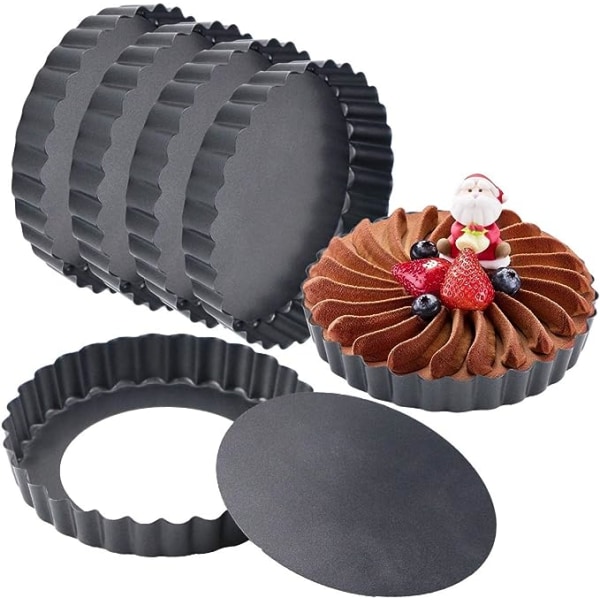 Set med 6 quicheformar, non-stick, räfflad botten, minipieformar, 5