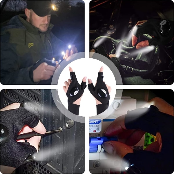 LED-handskar för män - Handskar med vattentäta lampor för fiske