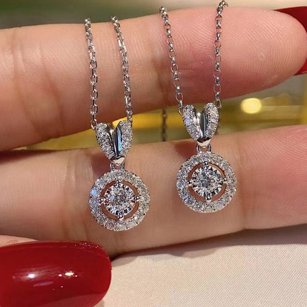 Vacker Dam Smycken Kubisk Zirkonia Silver Halsband Hänge Smycke