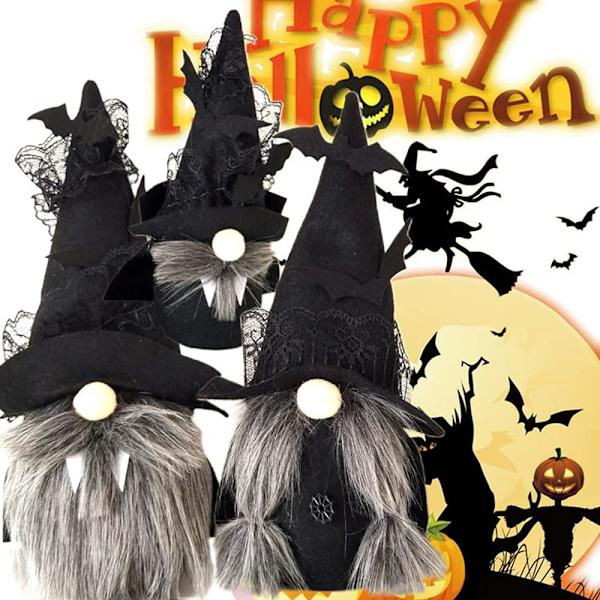 Setti 3 pehmolelua Ruotsin tonttuja Halloween-koriste söpö musta Fa