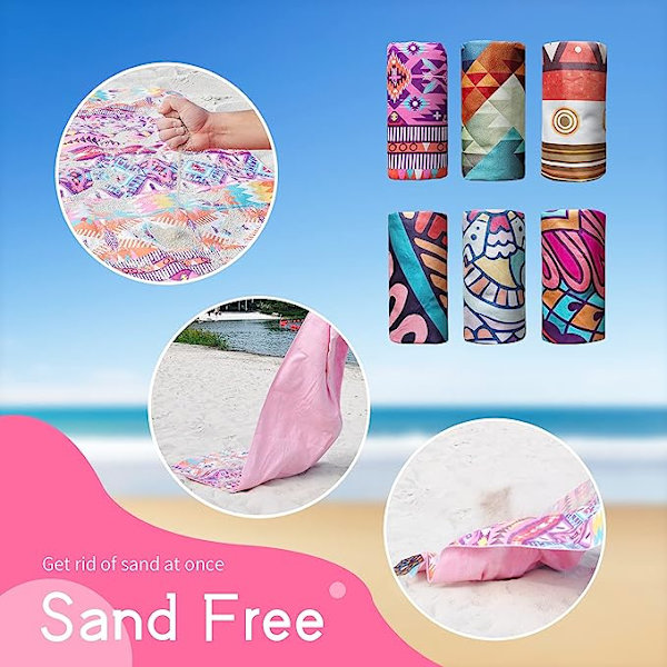 Nano Mikrofiber Hurtigtørrende Strandhåndklæde med Bærepose