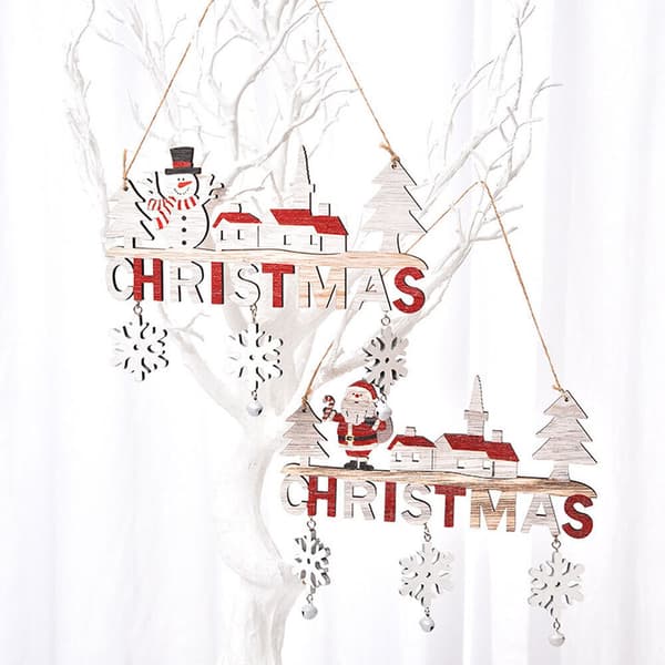 1x Trä Jul Dörr Hängande Prydnader Jul Vägg Pendan