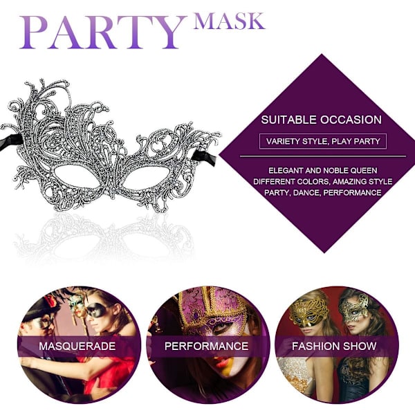 Maske til maskerade - Venetiansk maske til kvinder, smuk elegant dame La