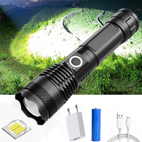 Aluminiumlegering p50 ficklampa light26650 zoom nattfiske USB