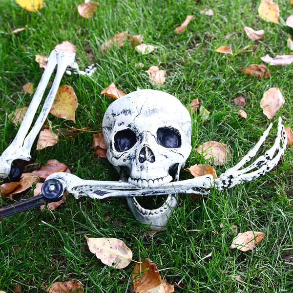 3-delad Halloween-uppsättning realistiska dödskallespetsar, trädgårdsgräsmattespetsar