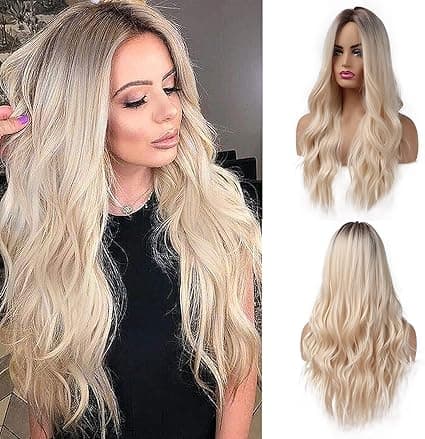 26 tum långa blonda peruker för kvinnor