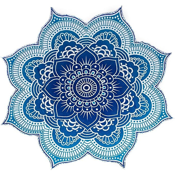 Populär rund lotusblomma mandala gobeläng - 100 % bomull - Utomhus