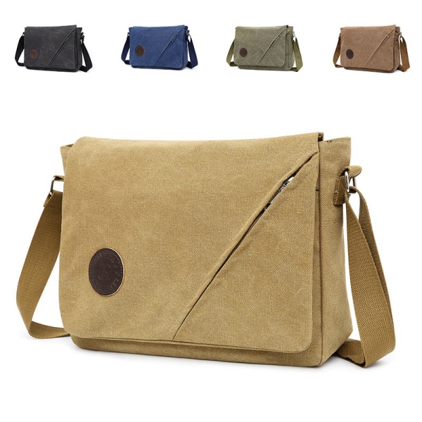 Herr casual canvas resväska crossbody väska - Grön