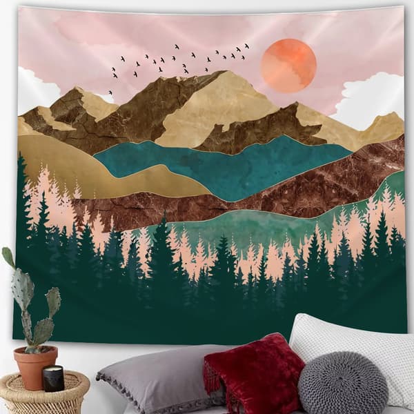 Pop Mountain -seinävaate, auringonlaskun luontoseinävaate, esteettinen