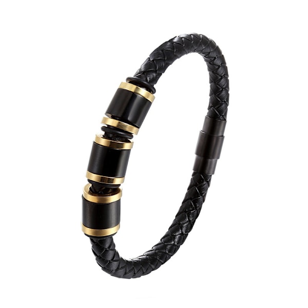 Fashion smycken läderrep armband rostfritt stål flätat läder