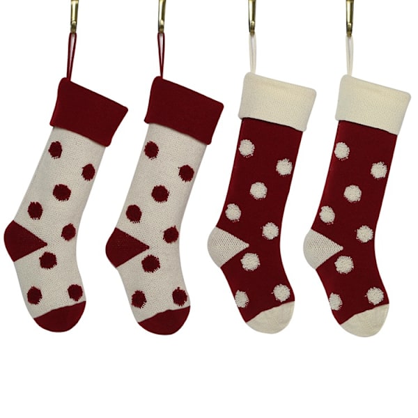4-pack med solida prickiga julstrumpor