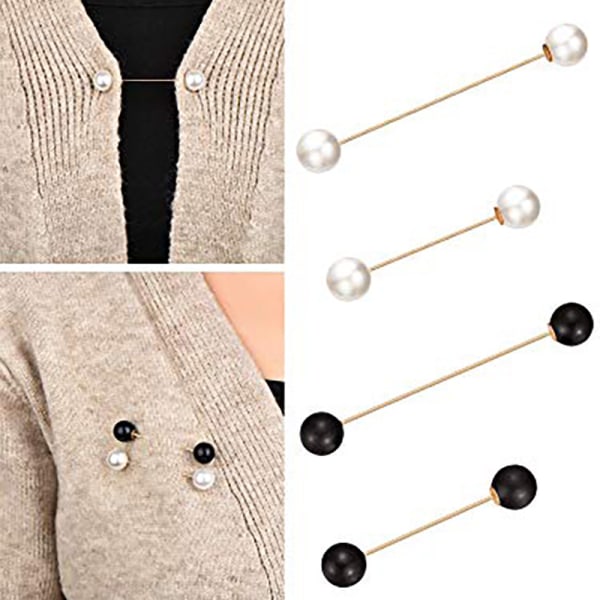 1 sæt med 6 stk. sweater clip dobbelt hoved perle broche sæt cros
