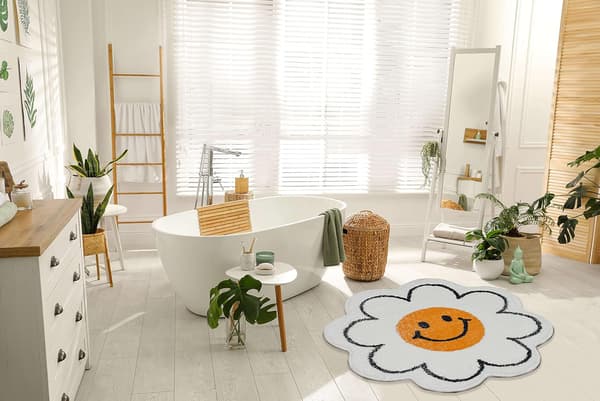 Söt Smiley Badrumsmatta Solros Badrumsmatta Badrumsdekor R