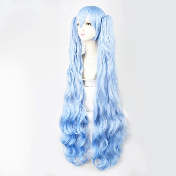 Stjerne- og snøprinsesse karakter parykk snø hatsune split cos blå