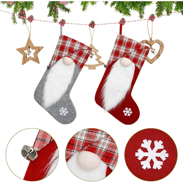 2-pack 17 tum stora julstrumpor, 3D plysch tomte G