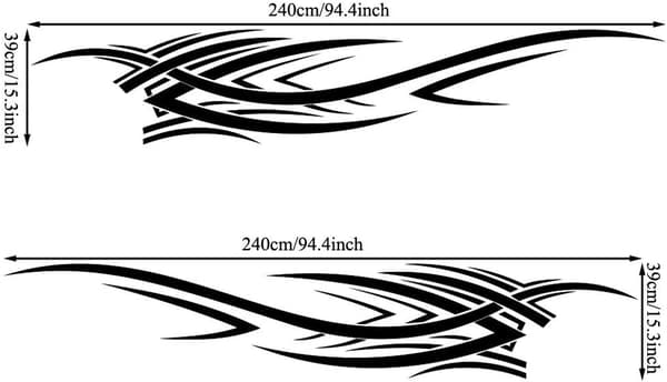 2 stk. 94,4'' Universal Flame Graphics Bil Auto Karosseri Side Sticker black