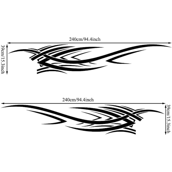 2 stk 94,4'' Universal Flame Graphics Bildekor til Bil black