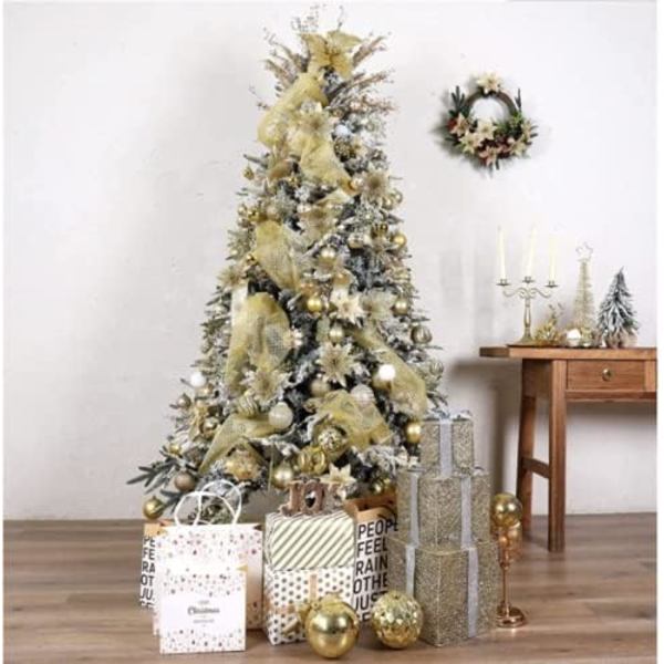 12 Pakk Gull Glitter Julestjerne Juletrepynt til Jul