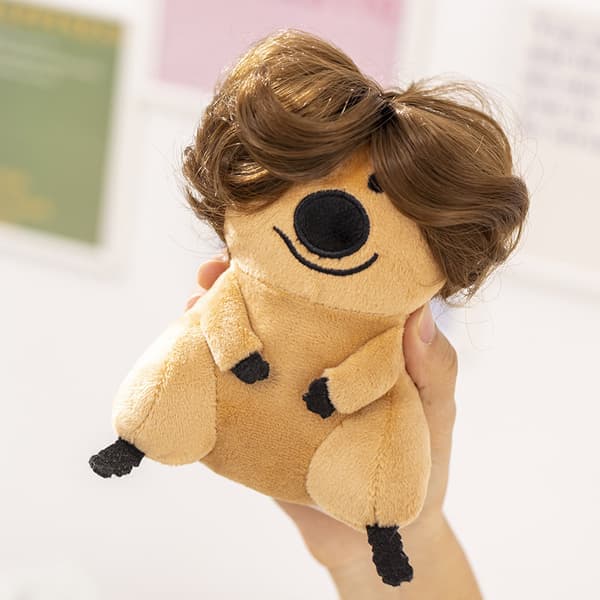 15cm Khaki Pepper Bear Cute Creative Wig Bear Plush Doll (Freckl