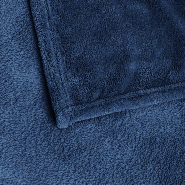 Marineblå Fleece Tæpper til Sofa og Seng, Hyggeligt Fuzzy Tæppe,