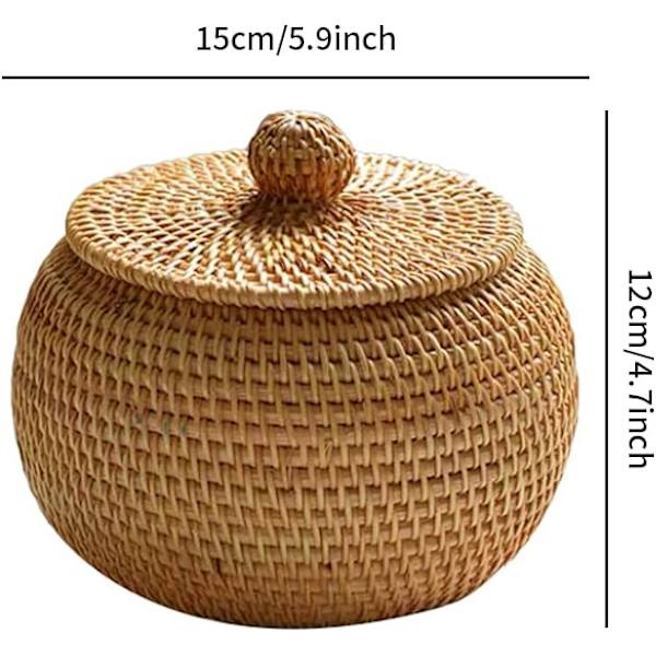 Fletkurv med låg - Rattan kurv lille fletkurv - Wo