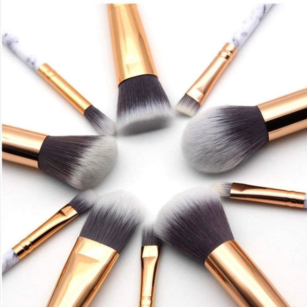 10 Makeup Brushes Marble Professional Makeup Brush Set Companion