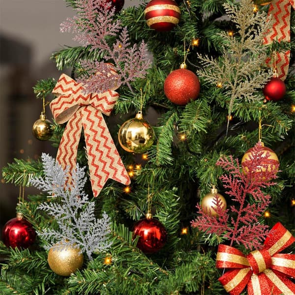 10 stk. glitrende kunstige juleblade, DIY jul