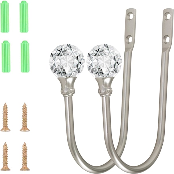 Gardinkrok, 2-pack väggmonterad gardinupphängning med genomskinlig C