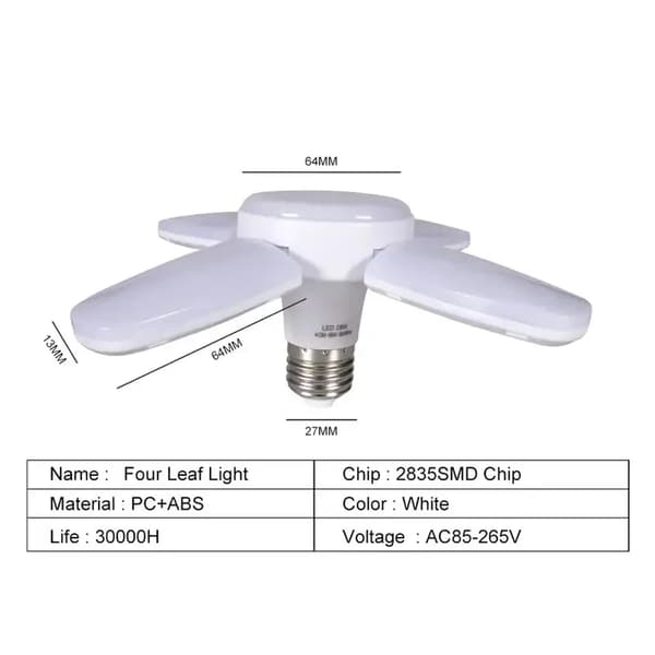 2 st 28W hopfällbara LED-lampor, E27, 110-220V