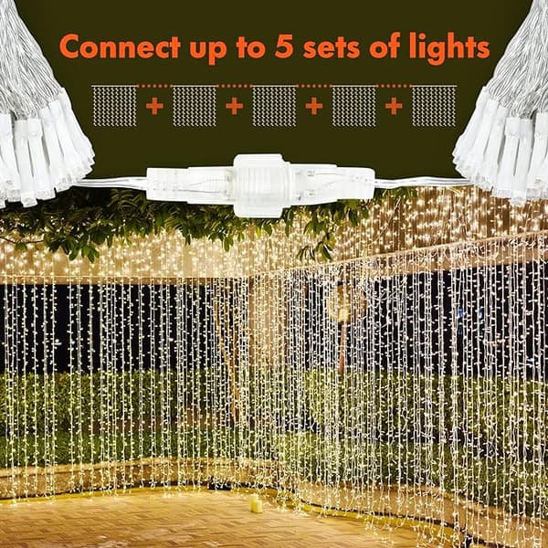 LED-gardinlyssnor til jul, bryllupsfest, H